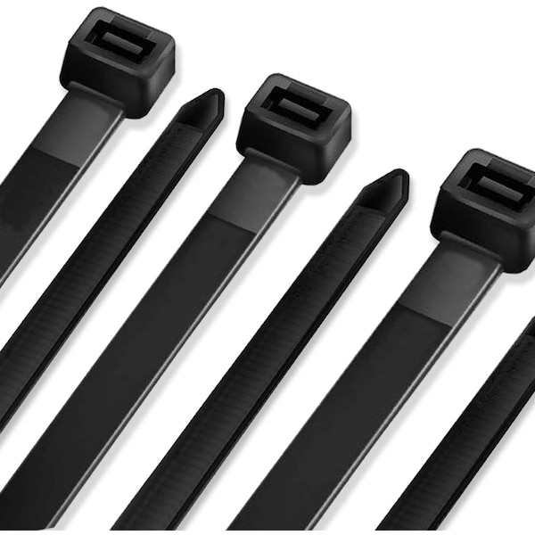 Cable Tie, 15 in L, 4 in Max Bundle Dia., Black, Nylon 6/6, 120 lb Strength, 500 PK